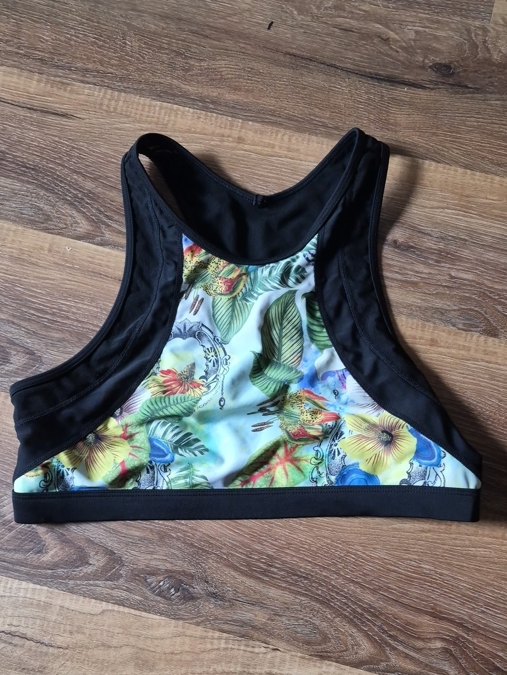 Athleta Tropical Botanical High Neck Athletic Swim Top Bikini Tankini Large